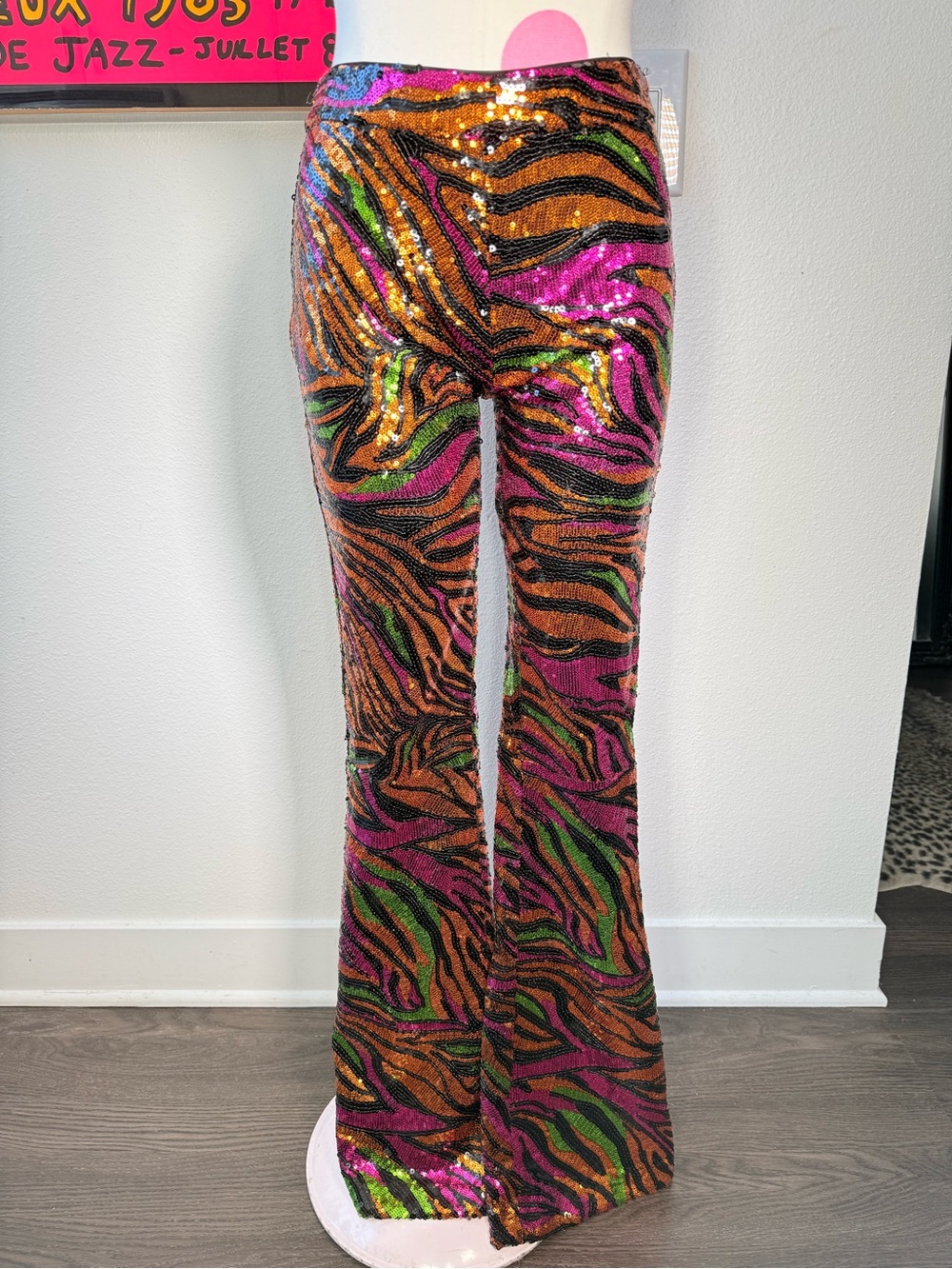 Dundas X Revolve Jerry Flare Pant Sequin Zebra XXS NWT - Picture 3 of 13